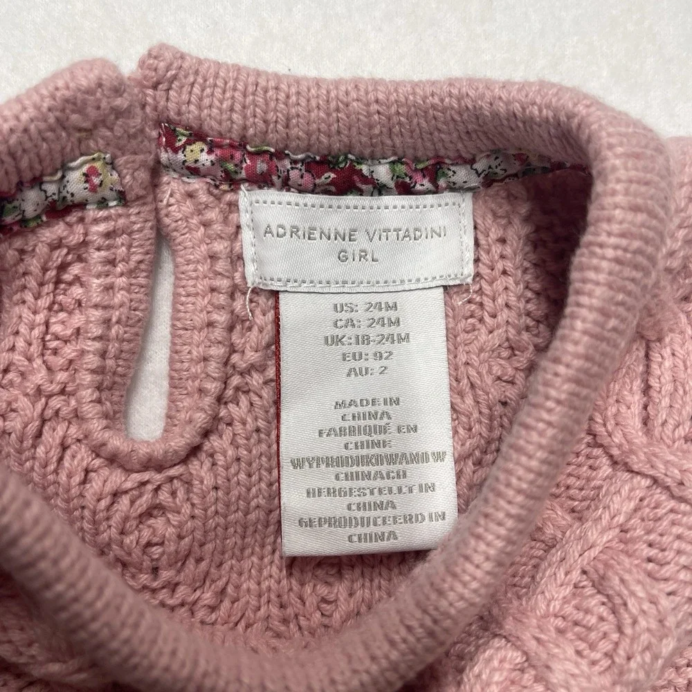 ADRIENNE‎ VITTADINI BABY GIRLS PINK SWEATER DRESS SIZE 24M EXCELLENT COND